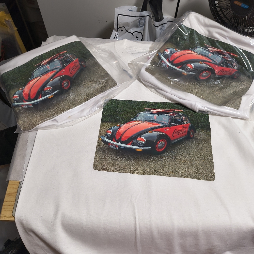 White Adults Tees with   Beetle Car Graphic